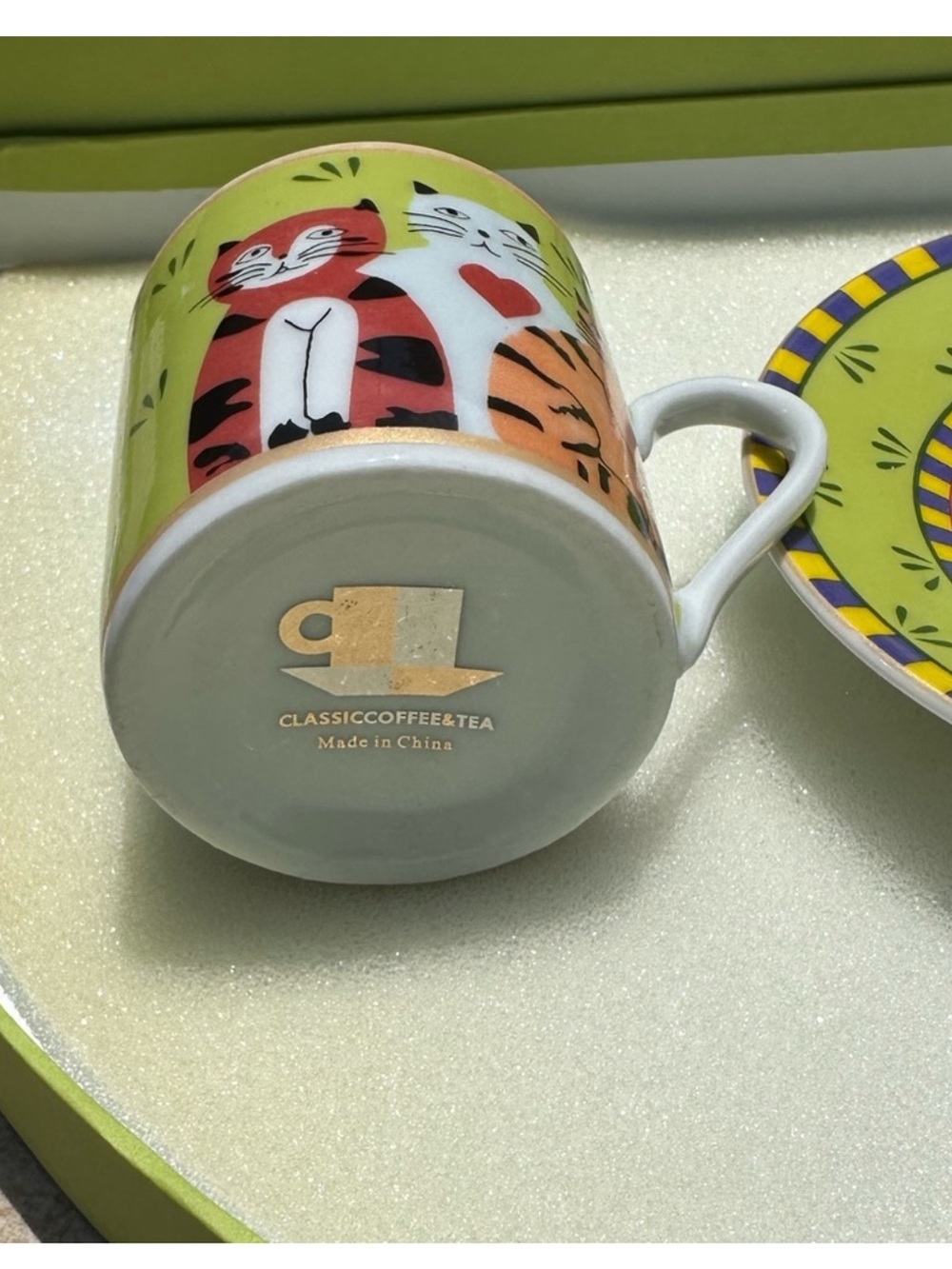 New Vtg Espresso Coffee Tea Cups Company Set Of 6 Cat Lover Coffee Porcelain Y2K - Picture 13 of 13